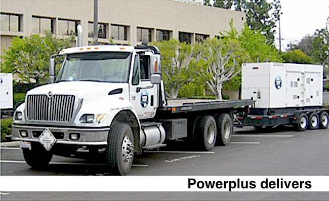 Truck delivers industrial emergency power standby generator for a business in need.