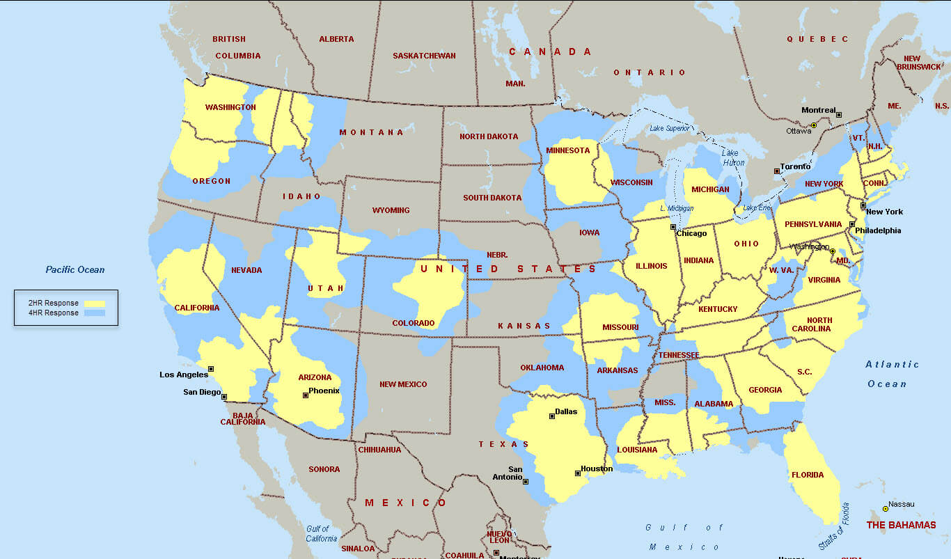 Nationwide coverage map