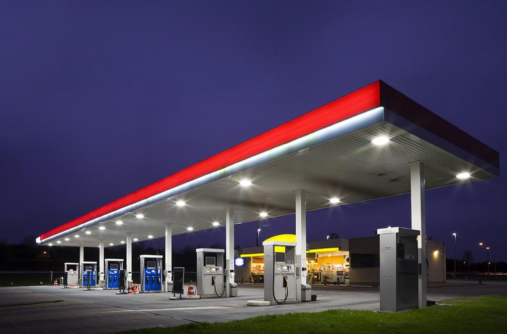 gas station at night