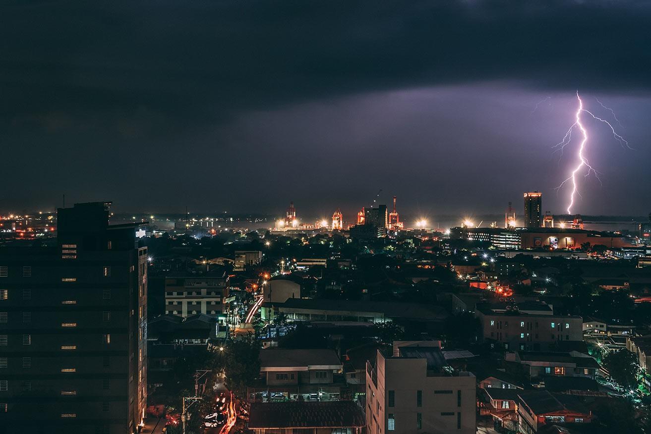 storm over a city